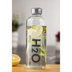 H2O Borosilikat Cam Matara Vakum Kapaklı Su Şişesi Suluk Gri 1000 ml - Çok Renkli