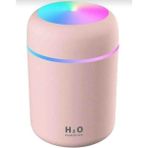 H2o Demirkol LED Işıklı Mini Ortam Oda Hava Nemlendirici 300ml Pembe Renkli Taşınabilir Buhar Makinesi