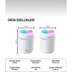 H2O Humidifier Oda Araç Nemlendirici Buhar Makinesi Rgb Işıklı USB - Beyaz
