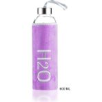 H2O Kadife Kılıflı Cam Matara 600 ml - Renk Seçenekli - Mor