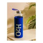 H2o Kılıflı Cam Matara 600 Ml Lacivert