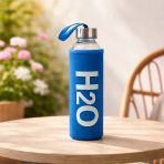 H2o Kılıflı Cam Matara - Mavi / Şeffaf - 500 Ml