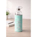 H2O Peluş Kılıflı Cam Matara Su Şişesi 1 Lt | Turkuaz