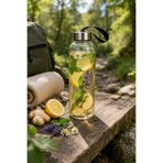 H2O Sızdırmaz Metal Kapaklı İpli Cam Matara Su Şişesi 500 ml