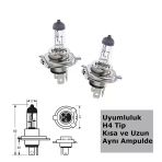 H4 %160 Fazla Işık Halojen Ampul 60W/55W 2 Adet