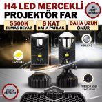 H4 Lazer Mercekli Far Ampulü Ufuk Çizgili Otomobil Araç Motosiklet Uyumlu Profesyonel Mini Projektör Led Beyaz Led Xenon Lamba Şimşek Etkili Uzun Kısa 2 Adet 9/36V