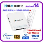 H618 Plus 8k Android 14.0 Tv Box 4GB+32GB Medya Oynatıcı Air Mouse Dual Wifi 6 Bluetooth 5.4 Ethernet Sesli Komut