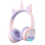 H626BT PRO Bluetooth Çocuk Kulaklığı - 85dB, Bluetooth 5.4, Unicorn Ve Araba Tasarımlı Kulaklık (Pembe - Mor/Unicorn)