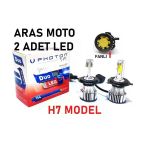 H7 Photon Fanlı Xenon LED Beyaz Ampül H7 12-24 V Duo Soğutucu Fanlı Model 2 Adet_supermoto