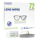 HAADI Gözlük Temizleyici Mendil 72 Ayrı Sarılmış Lens Mendili Çok Amaçlı Gözlük Lensleri, Kameralar, Dürbün, Aynalar, Ekranlar, Optik ve Elektronik Cihazlar için Uygun