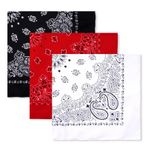 Haakong 6 adet şal desenli bandanalar erkekler ve kadınlar için kovboy Bandana mendiller kare kafa şal eşarp, Kırmızı Siyah Beyaz, Tek Beden