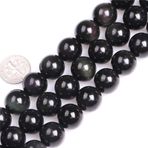 HAAMIIQII 35 adet 10 mm doğal siyah obsidiyen boncuklar, yuvarlak, gevşek değerli taş boncuklar, takı üretimi için, kendin yap bileklik, kolye