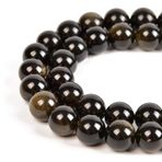 HAAMIIQII 60 adet 6mm doğal siyah altın obsidiyen boncuk yuvarlak gevşek değerli taş boncuk hakiki gerçek taş enerji boncuk takı yapımı için DIY bilezik kolye