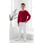 HaanBebe Erkek Çocuk Beyaz Slim Fit Kanvas Pantolon - Ayarlanabilir Belli ve 5 Cepli - Kırmızı - Beyaz - 11 Yaş