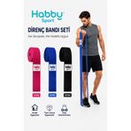 Habby Accessories Fitness Direnç Bandı 3 lü Set - Kas Geliştirme Pilates Egzersiz Bandı - Dokuma Kumaş Direnç Lastiği
