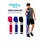 Habby Sport Fitness Direnç Bandı 3'lü Set, Kas Geliştirme Pilates Egzersiz Bandı, Dokuma Kumaş Direnç Lastiği