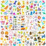 Habett 300+ çocuk dövmesi seti, kız ve erkek çocuk, uzay, dinozor, hayvanlar, tek boynuzlu at, kelebek, balık, yapışkan dövme, çocuk doğum günü, parti, hediye, cilt dostu, geçici çocuk dövmeleri