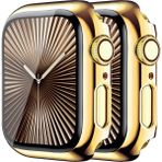 Habilis Apple Watch 9/8/se/7/6/5/4/3/2/1 Seri Uyumlu 45MM 44MM 42MM 41MM 40MM 38MM Akıllı Saat Parlak Şık Kasalı Ekran Koruyucu - Gold