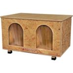 Habitev Lüx Ahşap Kedi Kulübesi, Suya ve Soğuğa Dayanıklı, Çok Büyük Iki Bölmeli (Xl-Duo), 61 x 41 x 36 cm, Pvc Rüzgar Siperi, Sokak ve Ev Kedileri Için Dış ve Iç Mekan Kedi Evi. Hct-Sexl-Duo-Np
