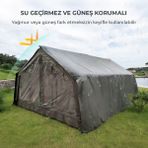 HABL 17 Kişilik 4 Mevsim Su Geçirmez 420D Oxford Kumaşlı Şişme Çadır 360 x 480 x 220 cm 17.2 m² Haki Renk
