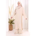 Hac Umre Biyeli Pantolonlu Tunik Takım Şal Hediye 8001 Taş
