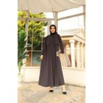 Hac ve Umrelik Cepkenli Medine Ipeği Ferace - Füme - 38