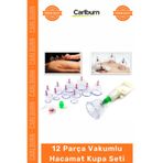 #Hacamat Profesyonel Terapi Masaj Selülit Giderici Set 12 Parça Vakumlu Hacamat Kupa Çekme Seti