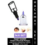 #Hacamatseti Islak Kuru Kullanıma Uygun 2 Parmak Pompa 10 Adet 6 No Kupa Çekme İkili Hacamat Seti