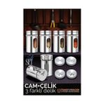 Hace Bazaar Cam+Çelik Tuzluk Biberlik Karabiberlik 3 Farklı Delikli 5 Li Set 721945 - Renkli
