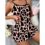 Hace Bazaar Leopar Desenli Askılı Şortlu Pijama Takımı - XL