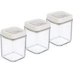 Hace Bazaar Vakumlu Erzak Kavanozu Kare 3lü Set -OKY-234 - Renkli - 1