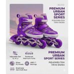 Hacı Kasımoğulları Premium 'a-Skate' Çocuklar Için Ayarlanabilir Işıklı Inline Paten Seti – Silikon LED Tekerlekli & Alüminyum Gövdeli - Mor - 39 - 42