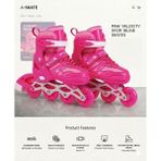 Hacı Kasımoğulları Premium 'a-Skate' Çocuklar Için Ayarlanabilir Işıklı Inline Paten Seti – Silikon LED Tekerlekli & Alüminyum Gövdeli - Pudra Pembe - 35 - 38