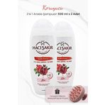 Hacı Şakir 2x500 ml Nar İkisi Bir Arada Koruyucu Şampuan ve Pembe Şampuan Fırçası