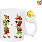 Hacivat & Karagöz Premium Porselen Kupa Bardak - Emoji - 001 - Beyaz