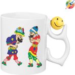 Hacivat & Karagöz Premium Porselen Kupa Bardak - Emoji 2 - 001 - Beyaz
