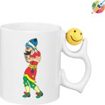 Hacivat & Karagöz Premium Porselen Kupa Bardak - Emoji 4 - 001 - Beyaz