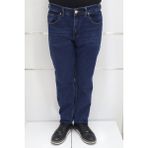Hacker Fistan Store Erkek Koyu Mavi Yüksek Bel Rahat Kesim Boru Paça Büyük Beden Jean Pantolon - 36