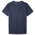 Hackett London Erkek Linen Stripe Tee T-Shirt, Mavi (Navy), L