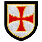 Haçlı Seferleri Kalkan Kırmızı İşlemeli Yama Şövalyeleri Templar Demir-On Christian Masonik