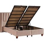 Hades Lüks Baza ve Başlık Seti 100x200 cm Tek Kişilik Baza ve Başlık Takımı Krem Özel Kumaş