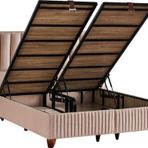 Hades Lüks Baza Ve Başlık Seti 120X200 Cm Tek Kişilik Baza Ve Başlık Takımı Krem Özel Kumaş