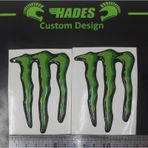 Hades Motosiklet Aksesuarları Monster Logo Sticker Yeşil