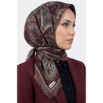 hadiora Kadın Bordo Kiremit Etnik Desenli Pamuklu Flamlı Eşarp