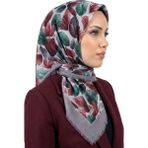 Hadiora Kadın Gri Mürdüm Tüy Desenli Flamlı Soft Ipek Eşarp - Gri - Mürdüm - Standart