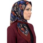 Hadiora Kadın Lacivert Bordo Tüy Desenli Flamlı Soft Ipek Eşarp - Lacivert - Bordo - Taba - Standart