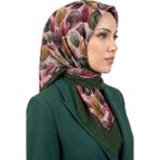 Hadiora Kadın Vizon Haki Tüy Desenli Flamlı Soft Ipek Eşarp - Vizon - Haki - Standart