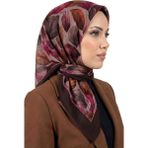 Hadiora Kadın Vizon Kahve Tüy Desenli Flamlı Soft Ipek Eşarp - Vizon - Kahverengi - Standart