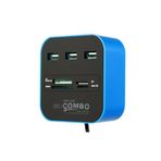 Hadron HDX7006 USB 2.0-3xUSB 2.0 Hub + MS/SD/M2/TF Kart Okuyuculu USB Çoklayıcı - Mavi-Siyah