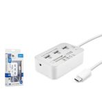 Hadron HDX7029 Type-C 3.1 3XUSB 3.0 HUB+MS/SD/M2/TF Kart Okuyuculu Beyaz Type Çoklayıcı